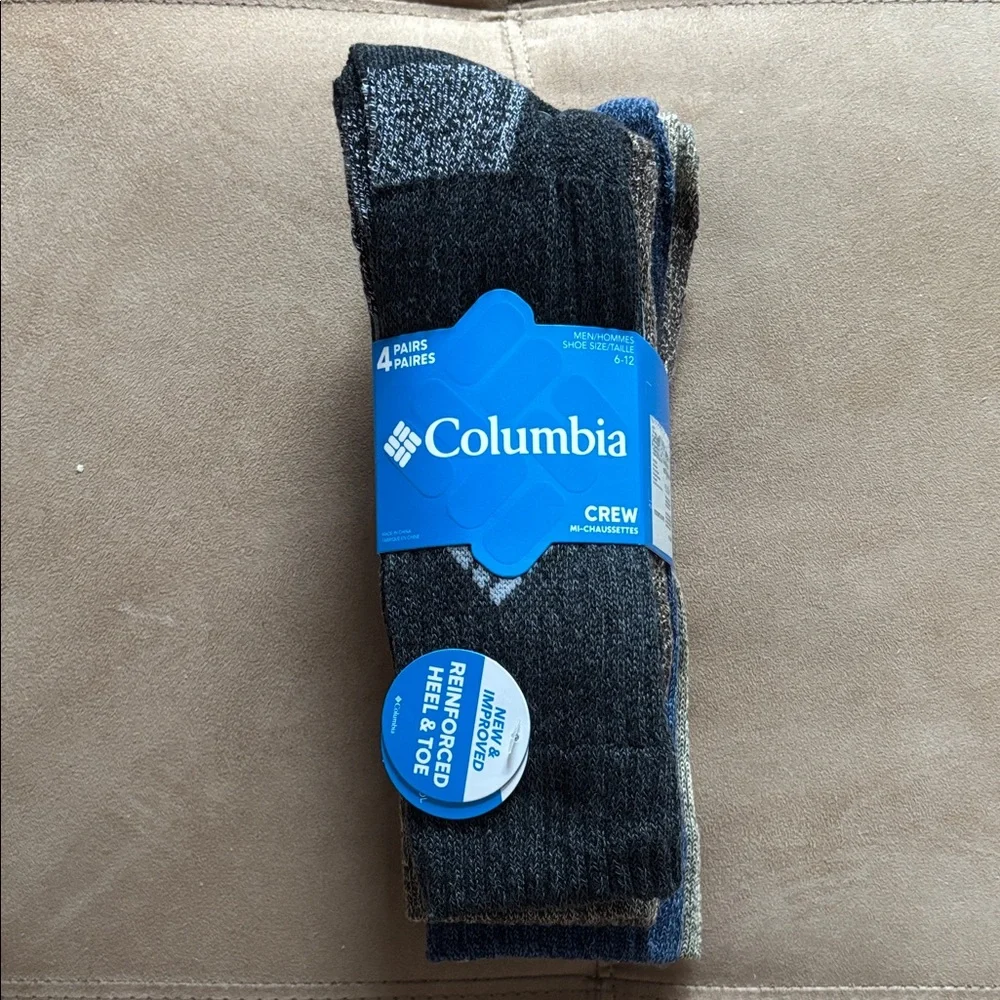 Columbia Men's Casual Crew Socks - Blue, Gray, Tan NWT